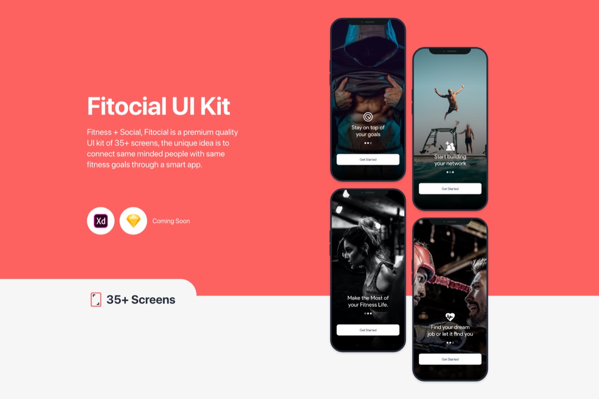 Fitocial fitness app UI kit
