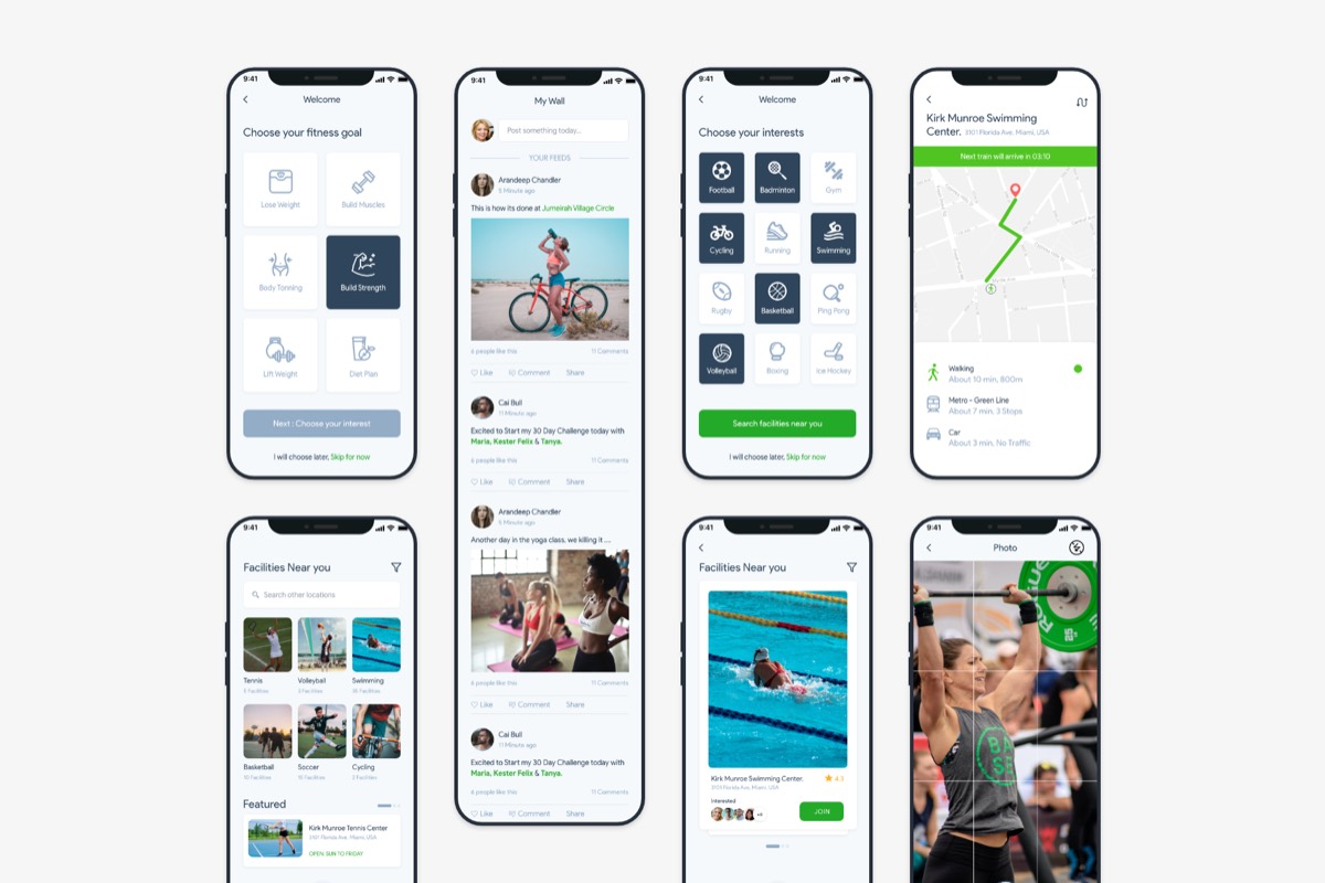 Fitocial app screens