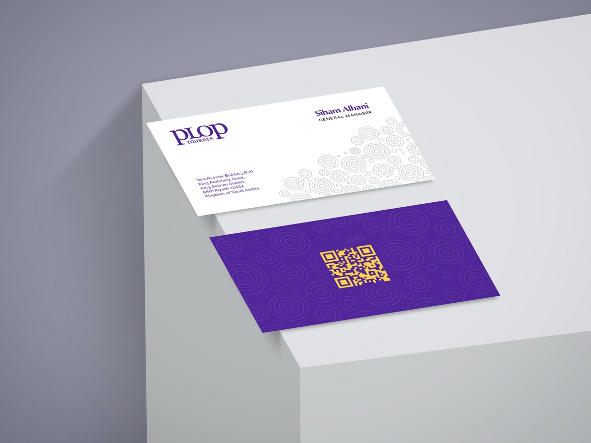 Plop Makers business card and stationery