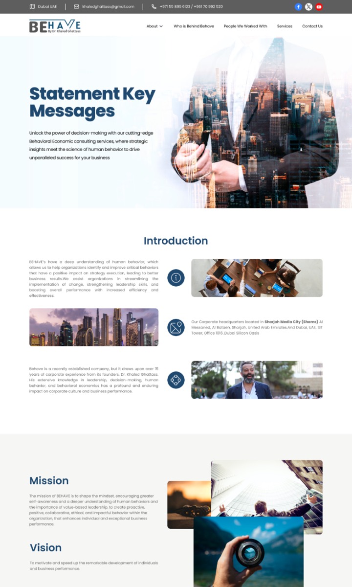 Corporate website design, long-scroll homepage