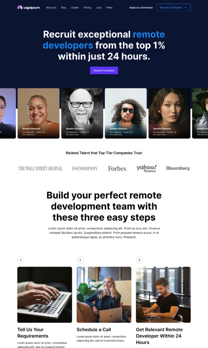 Remote developer recruitment website