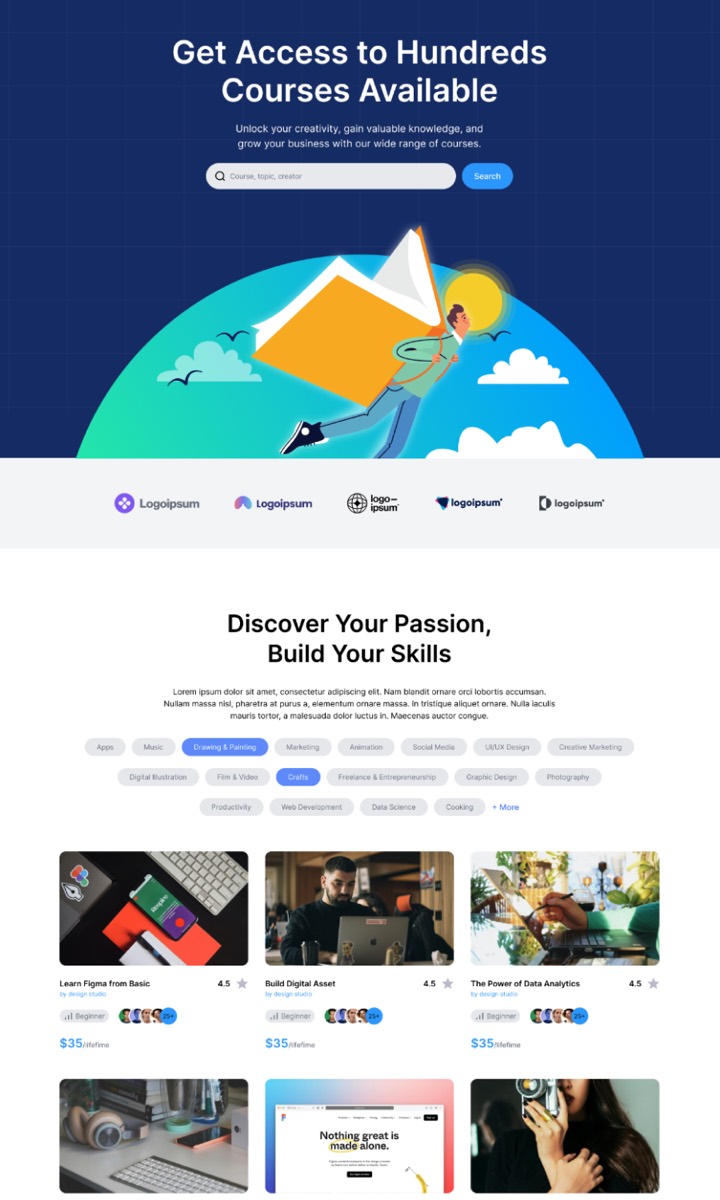 Online course marketplace website