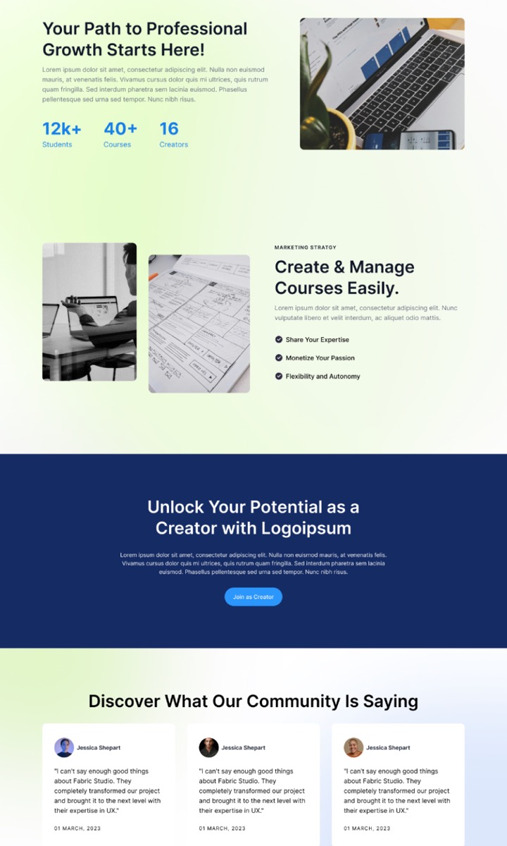 Learning platform website